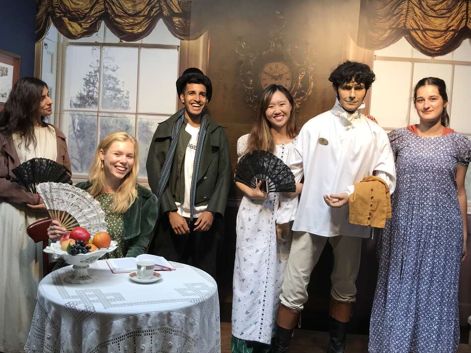 Six students at Jane Austen Museum