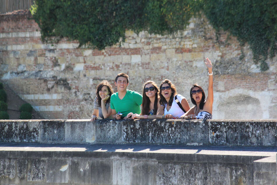 Five students at Amboise Castle, France.