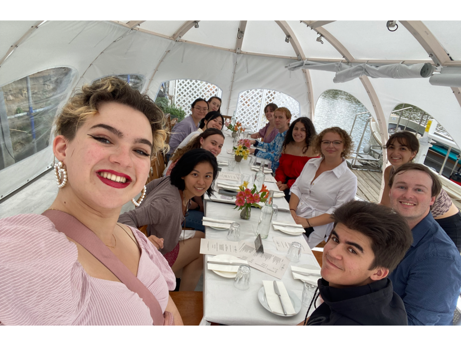 Alissia and housemates at the Folly restaurant for High Tea. 