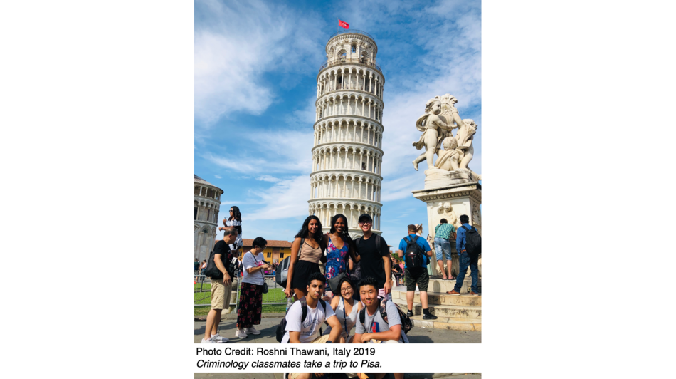 Criminology classmates take a trip to Pisa.
