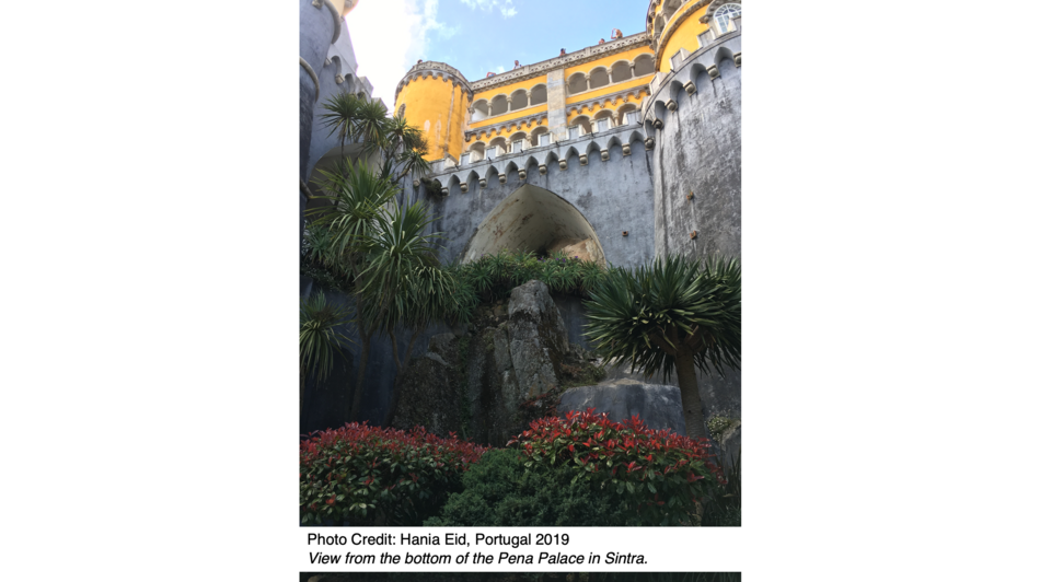 View from the bottom of the Pena Palace in Sintra.
