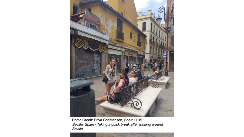 Sevilla, Spain - Taking a quick break after walking around Sevilla.
