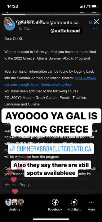 Vanessa Greece Admission Story