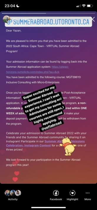 Yazan South Africa Admission Story