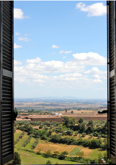 View of courtyard from residence room.