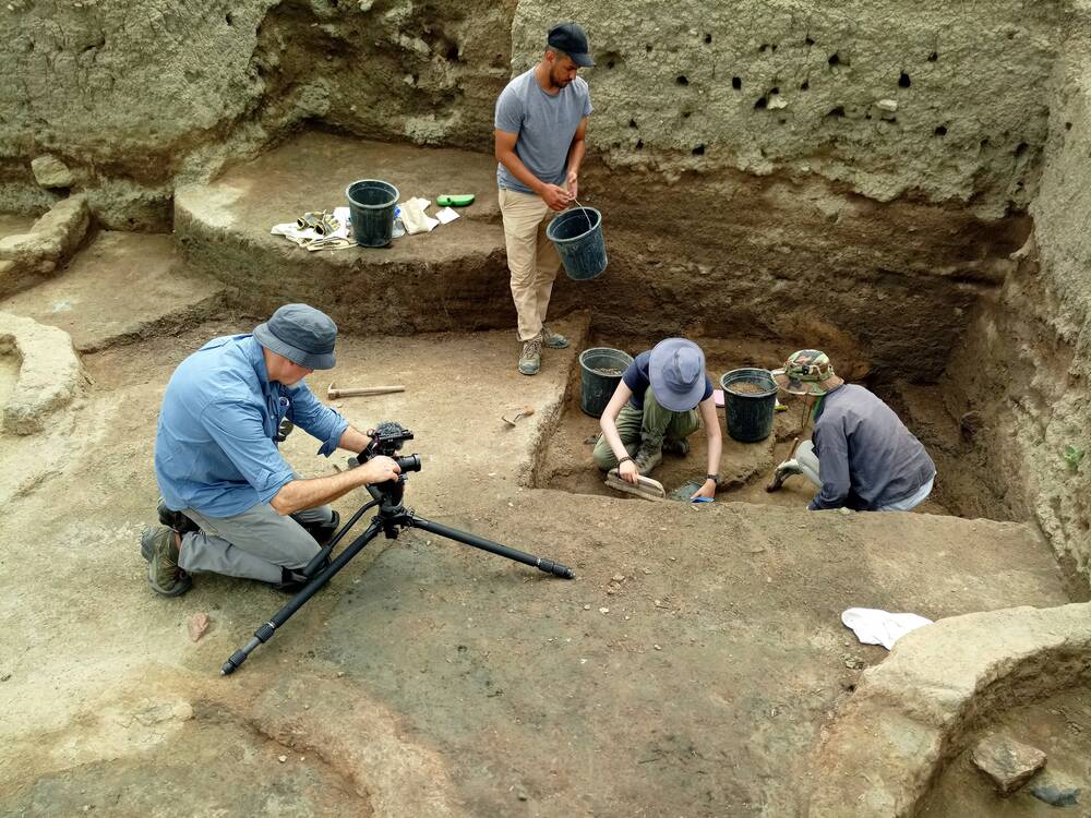 Group of people in an excavation site