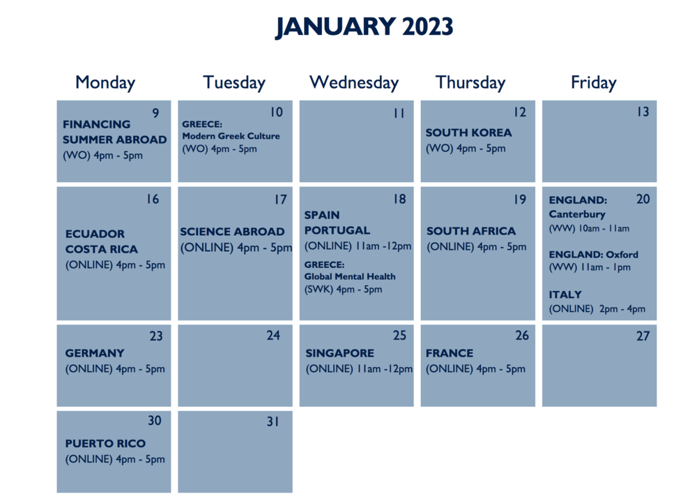 Updated info session calendar - Jan 2023 2