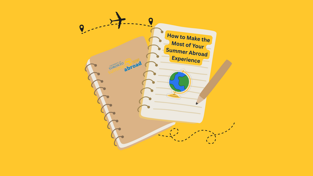 Two notebooks with a globe sticker and pencil